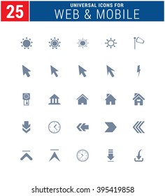 25 Universal Icons For Web and Mobile. web icons for business, finance and communication
