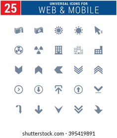 25 Universal Icons For Web and Mobile. web icons for business, finance and communication
