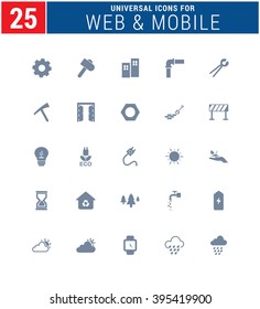 25 Universal Icons For Web and Mobile. web icons for business, finance and communication
