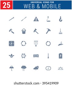 25 Universal Icons For Web and Mobile. web icons for business, finance and communication
