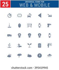 25 Universal Icons For Web and Mobile. web icons for business, finance and communication
