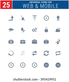 25 Universal Icons For Web and Mobile. web icons for business, finance and communication
