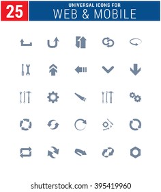25 Universal Icons For Web and Mobile. web icons for business, finance and communication
