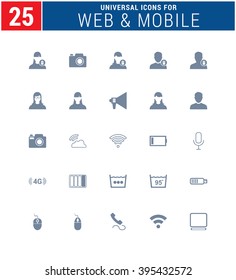 25 Universal Icons For Web and Mobile. web icons for business, finance and communication