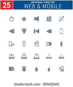 25 Universal Icons For Web and Mobile. web icons for business, finance and communication