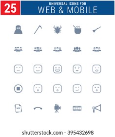 25 Universal Icons For Web and Mobile. web icons for business, finance and communication