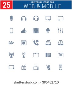 25 Universal Icons For Web and Mobile. web icons for business, finance and communication