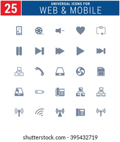 25 Universal Icons For Web and Mobile. web icons for business, finance and communication