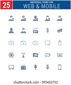 25 Universal Icons For Web and Mobile. web icons for business, finance and communication