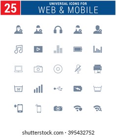 25 Universal Icons For Web and Mobile. web icons for business, finance and communication