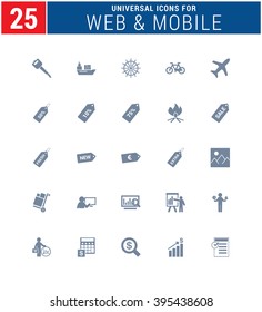 25 Universal Icons For Web and Mobile. web icons for business, finance and communication