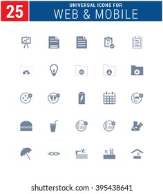 25 Universal Icons For Web and Mobile. web icons for business, finance and communication