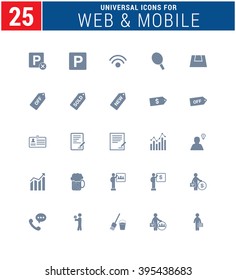 25 Universal Icons For Web and Mobile. web icons for business, finance and communication