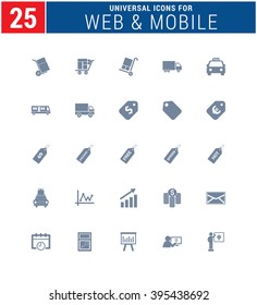 25 Universal Icons For Web and Mobile. web icons for business, finance and communication