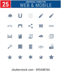 25 Universal Icons For Web and Mobile. web icons for business, finance and communication