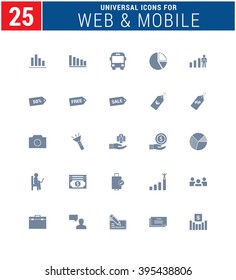 25 Universal Icons For Web and Mobile. web icons for business, finance and communication