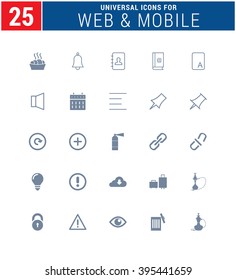 25 Universal Icons For Web and Mobile. web icons for business, finance and communication
