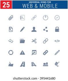 25 Universal Icons For Web and Mobile. web icons for business, finance and communication