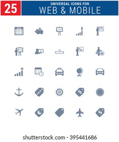 25 Universal Icons For Web and Mobile. web icons for business, finance and communication