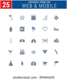 25 Universal Icons For Web and Mobile. web icons for business, finance and communication