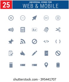 25 Universal Icons For Web and Mobile. web icons for business, finance and communication