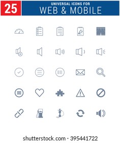 25 Universal Icons For Web and Mobile. web icons for business, finance and communication