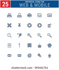 25 Universal Icons For Web and Mobile. web icons for business, finance and communication