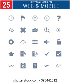 25 Universal Icons For Web and Mobile. web icons for business, finance and communication
