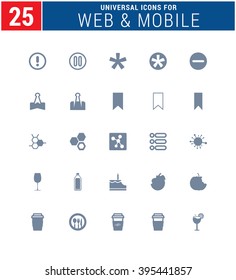 25 Universal Icons For Web and Mobile. web icons for business, finance and communication