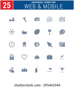 25 Universal Icons For Web and Mobile. web icons for business, finance and communication