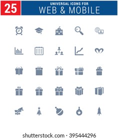 25 Universal Icons For Web and Mobile. web icons for business, finance and communication 