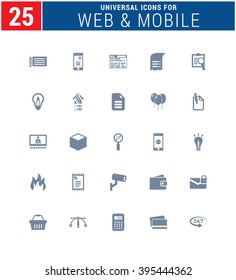 25 Universal Icons For Web and Mobile. web icons for business, finance and communication 