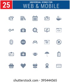 25 Universal Icons For Web and Mobile. web icons for business, finance and communication 
