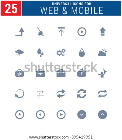 25 Universal Icons For Web and Mobile. web icons for business, finance and communication
