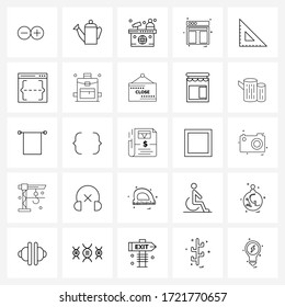 25 Símbolo universal de línea Pixel Perfect Symbols de herramientas; ángulo; noticias; internet; diseño web Ilustración vectorial