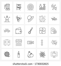 25 ícono de línea universal Pixel Símbolos Perfectos de oportunidades de carrera; transporte; formato de archivo; neumático; Ilustración de vectores mecánicos