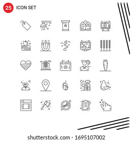 25 Universal Line Signs Symbols of media; ad; conference; book; bulb Editable Vector Design Elements