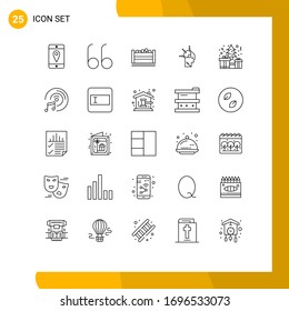 25 Universal Line Signs Symbols of cd disk; christmas; bangla; box; art Editable Vector Design Elements