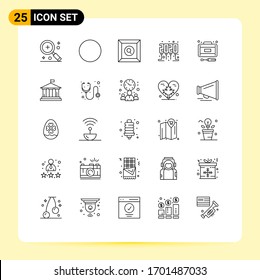 25 Universal Line Signs Symbols of service; recuperation; box; development; new year Editable Vector Design Elements