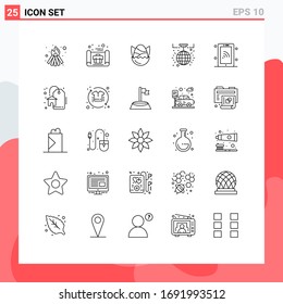 25 Universal Lines Set for Web and Mobile Applications smartphone; celebration; chicken; light ball; decoration Editable Vector Design Elements