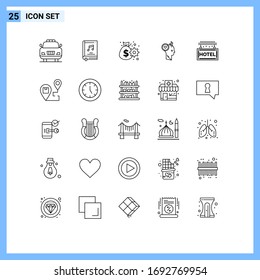 25 Universal Lines Set for Web and Mobile Applications hotel; office; business; staff; user Editable Vector Design Elements