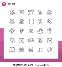 25 Universal Lines Set for Web and Mobile Applications thanks; science; sequence; microscope; construction Editable Vector Design Elements