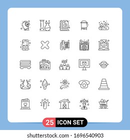 25 Universal Lines Set for Web and Mobile Applications warm; glove; science; document; size Editable Vector Design Elements