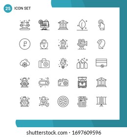 25 Universal Lines Set for Web and Mobile Applications interface; toch; university; nature; ecology Editable Vector Design Elements