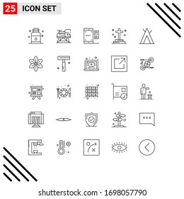 25 Universal Lines Set for Web and Mobile Applications grave; death; platform; dead; smartphone Editable Vector Design Elements