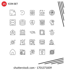 25 Universal Lines Set for Web and Mobile Applications signaling; area; knife; medicine; form Editable Vector Design Elements