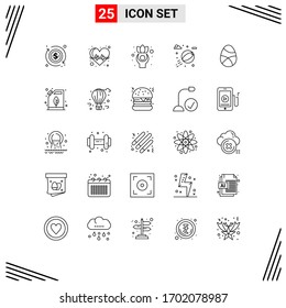 25 Universal Lines Set for Web and Mobile Applications egg; decoration; healthy; celebration; water Editable Vector Design Elements