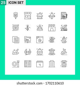 25 Universal Lines Set for Web and Mobile Applications weightlifting; exercise; shop; dumbbell; dessert Editable Vector Design Elements