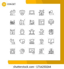25 Universal Lines Set for Web and Mobile Applications sales man; avatar; ocean; man; Editable Vector Design Elements