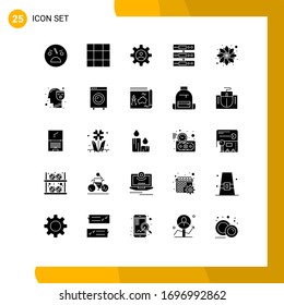 25 Universal Solid Glyph Signs Symbols of pattern; files; controls; cloud; data Editable Vector Design Elements